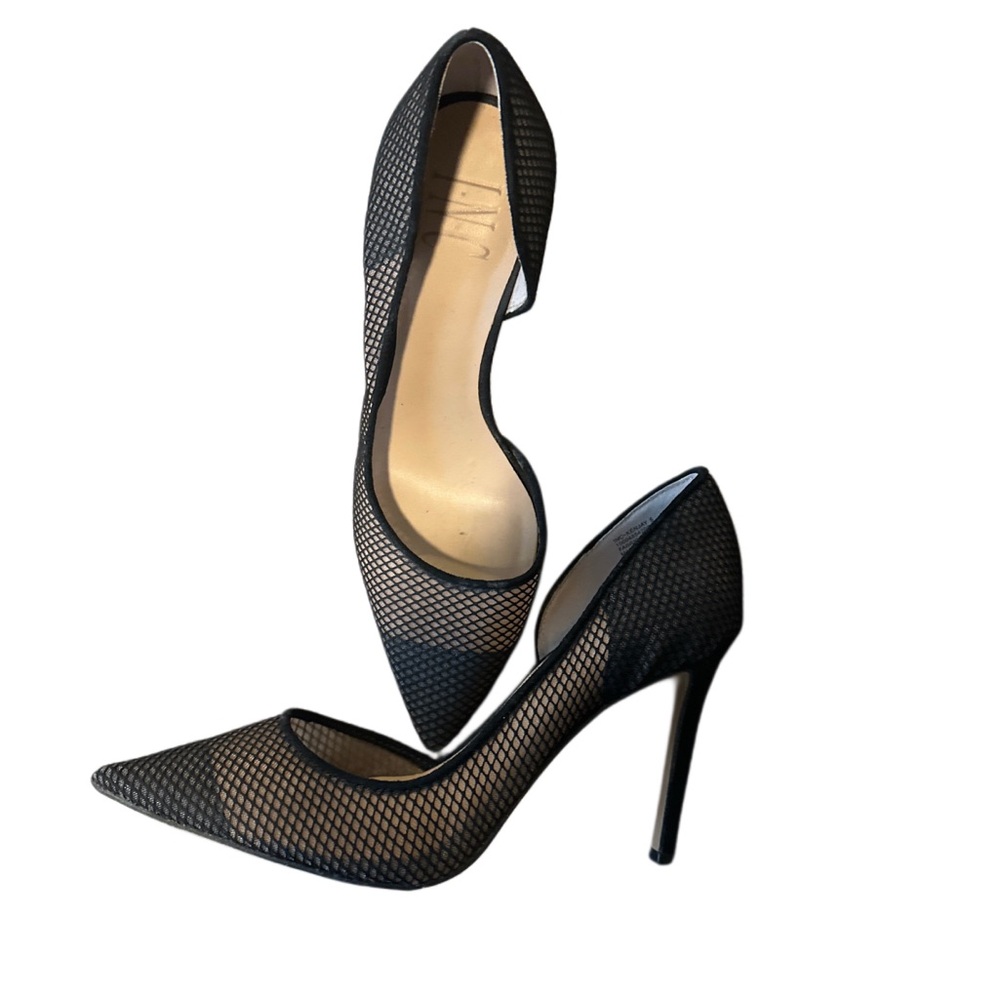 INC Elegant Black Mesh Stiletto Heels